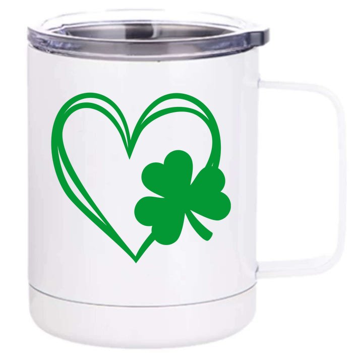 St Patricks Day Shamrock Heart Front & Back 12oz Stainless Steel Tumbler Cup