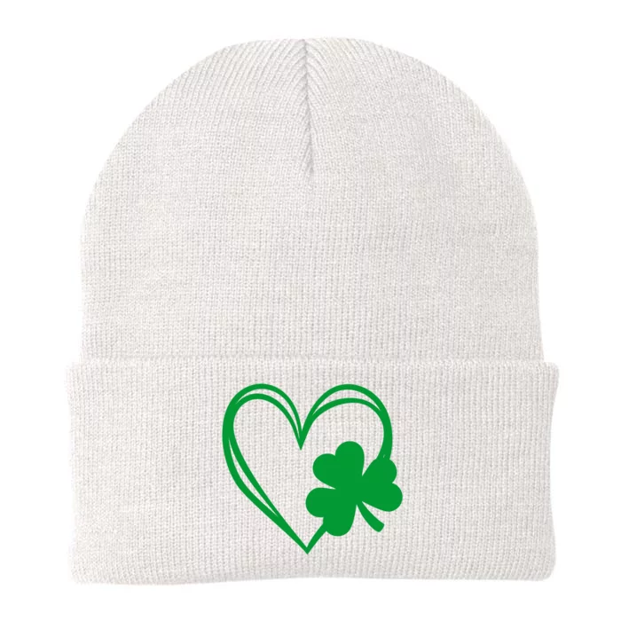 St Patricks Day Shamrock Heart Knit Cap Winter Beanie