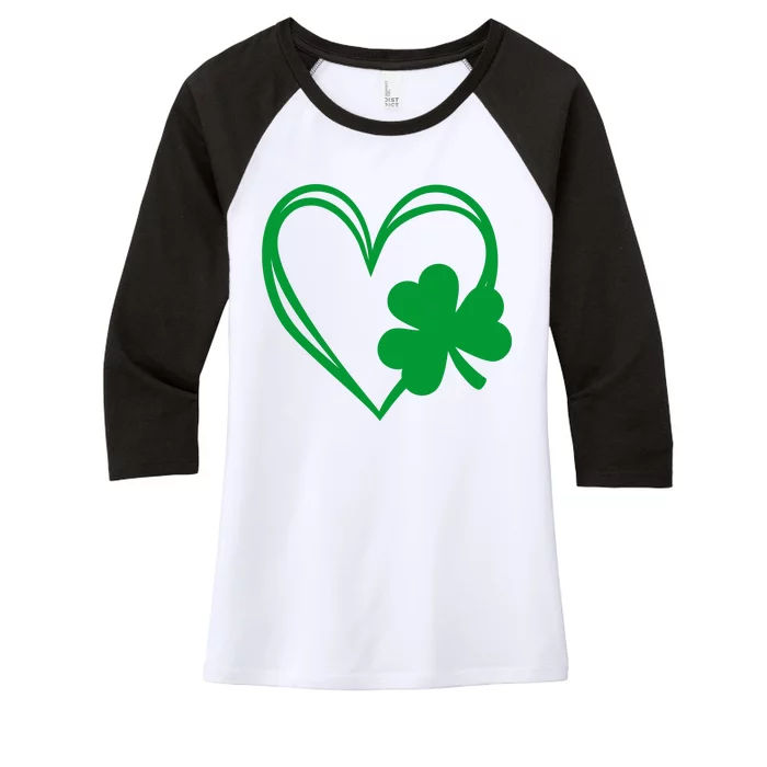 St Patricks Day Shamrock Heart Women's Tri-Blend 3/4-Sleeve Raglan Shirt