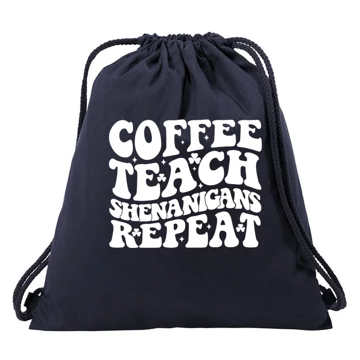 St Patricks Day Teachers Design For Teacher Who Loves Coffee Drawstring Bag