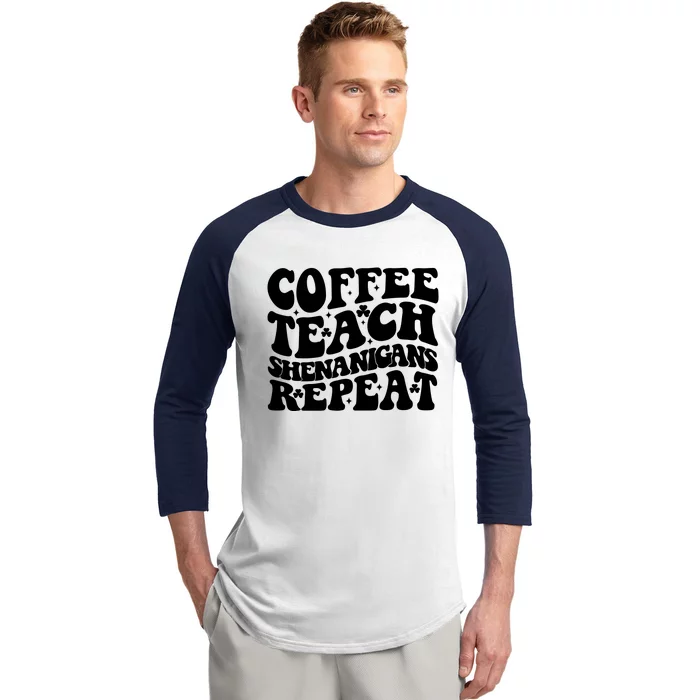 St Patricks Day Teachers Design For Teacher Who Loves Coffee Baseball Sleeve Shirt