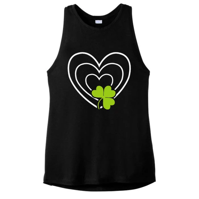 Saint Patrick's Day Green Heart Lucky Charmss Paddy's Day Ladies Tri-Blend Wicking Tank