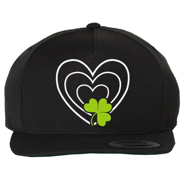 Saint Patrick's Day Green Heart Lucky Charmss Paddy's Day Wool Snapback Cap