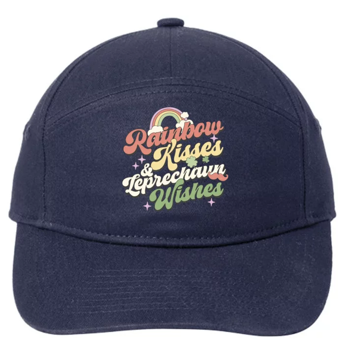 St Patrick's Day Rainbow Leprechaun Wishes Groovy Cool Gift 7-Panel Snapback Hat