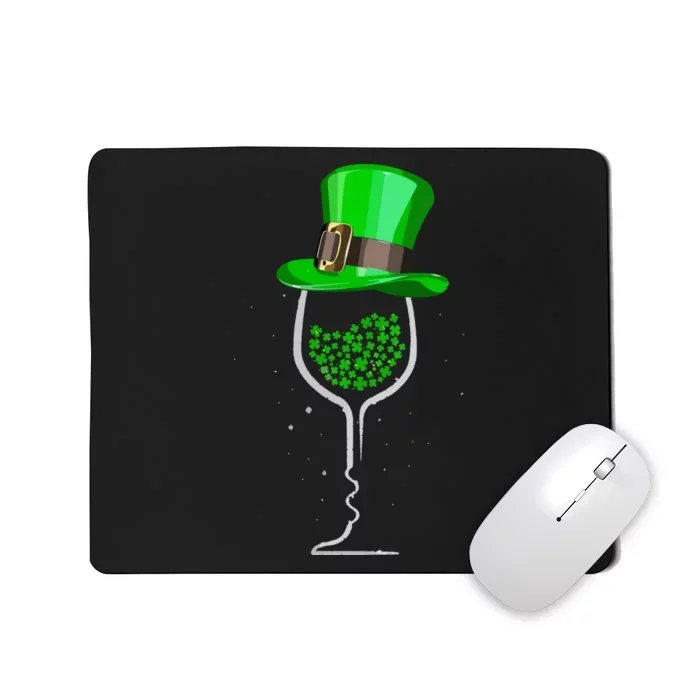 Saint Patricks Day Wine Glass Shamrocks Winevneck Mousepad