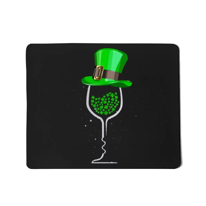 Saint Patricks Day Wine Glass Shamrocks Winevneck Mousepad