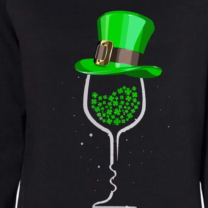 Saint Patricks Day Wine Glass Shamrocks Winevneck Womens California Wash Sweatshirt