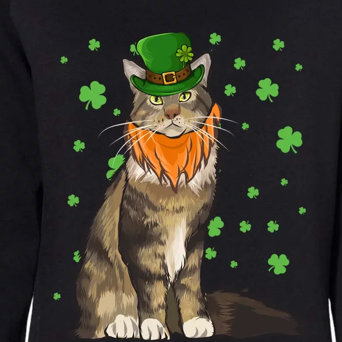 St Patricks Day Maine Coon Cat Shamrock Gift Womens California Wash Sweatshirt