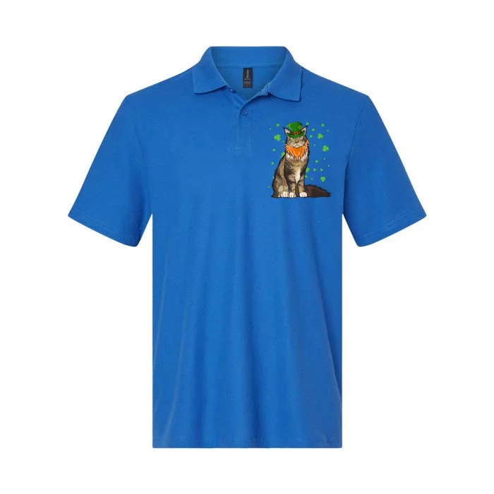 St Patricks Day Maine Coon Cat Shamrock Gift Softstyle Adult Sport Polo