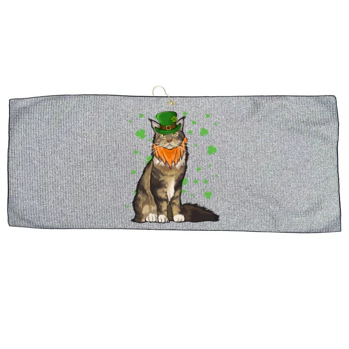 St Patricks Day Maine Coon Cat Shamrock Gift Large Microfiber Waffle Golf Towel