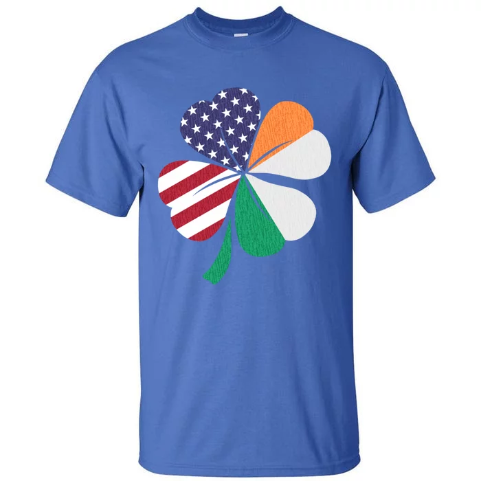 St Patricks Day Irish American Flag Shamrock Patriotic Gift Funny Gift Tall T-Shirt