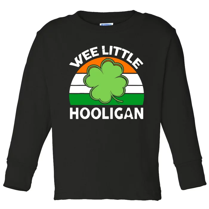 St Patricks Day Shirts Wee Little Hooligan Funny Toddler Long Sleeve Shirt