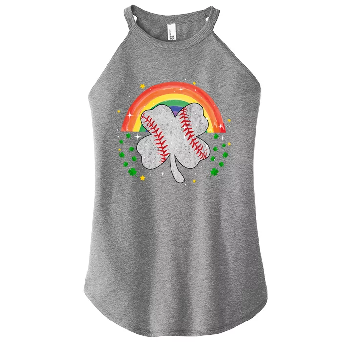 Saint Patricks Day Shenanigans Rainbow Baseball Shamrock Cool Gift Women’s Perfect Tri Rocker Tank