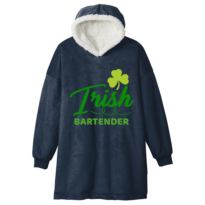 St Patrick's Day Irish Bartender Shamrock Great Gift Hooded Wearable Blanket