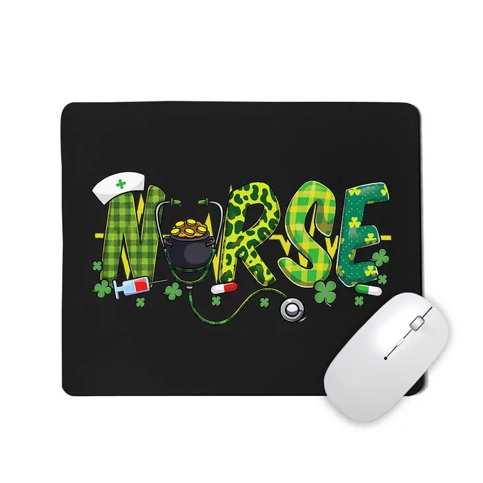 St Patricks Day Nurse Shamrock Medical Nursing Lucky RN Mousepad