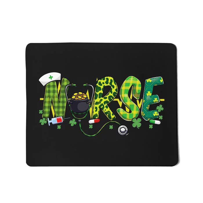 St Patricks Day Nurse Shamrock Medical Nursing Lucky RN Mousepad