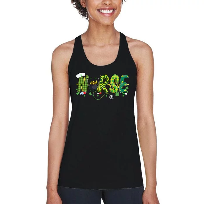 St Patricks Day Nurse Shamrock Medical Nursing Lucky RN Women's Racerback Tank