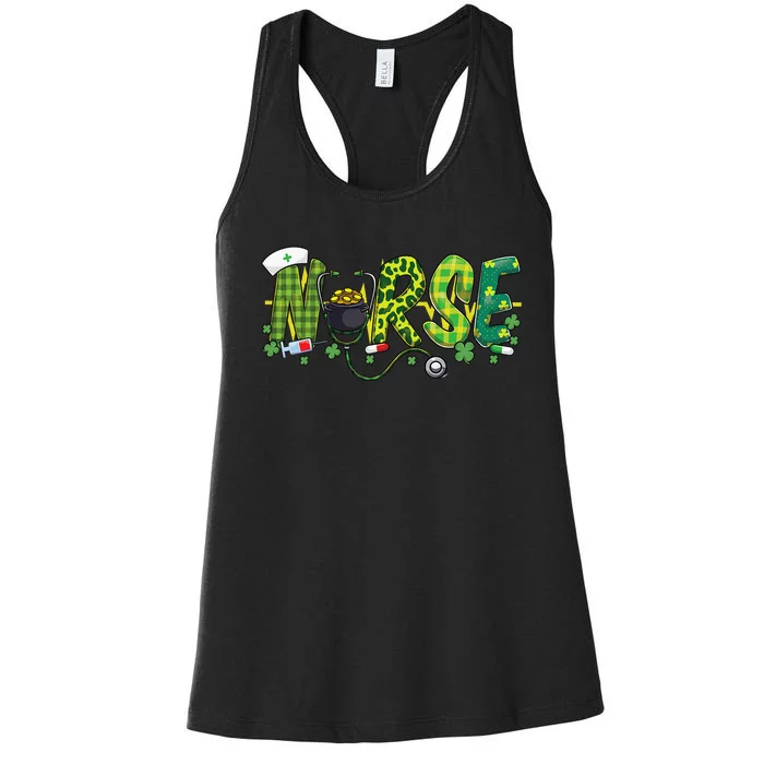 St Patricks Day Nurse Shamrock Medical Nursing Lucky RN Women's Racerback Tank