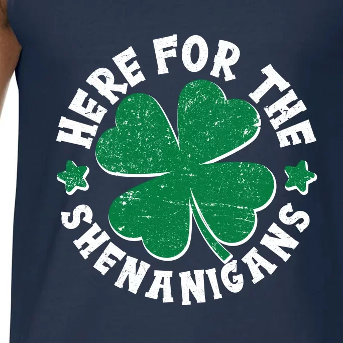 St Patricks Day Here For The Shenanigans Lucky Shamrock Clover Comfort Colors® Tank Top