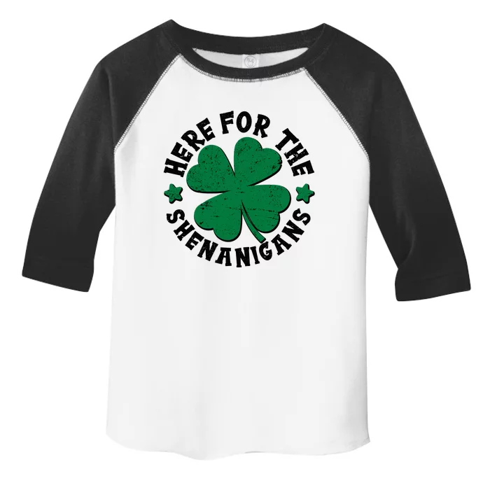 St Patricks Day Here For The Shenanigans Lucky Shamrock Clover Toddler Fine Jersey T-Shirt