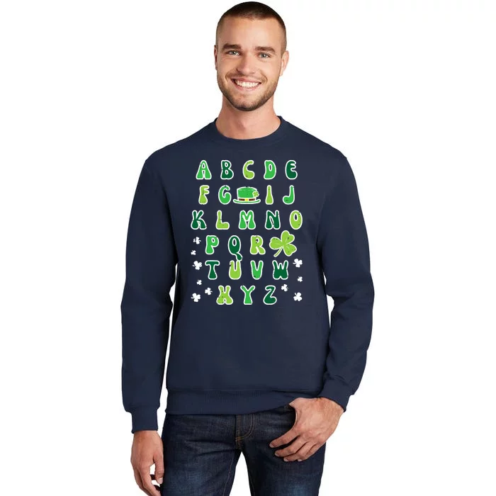 St Patricks Day ABC Alphabet Saint Pattys Paddys Teacher Tall Sweatshirt