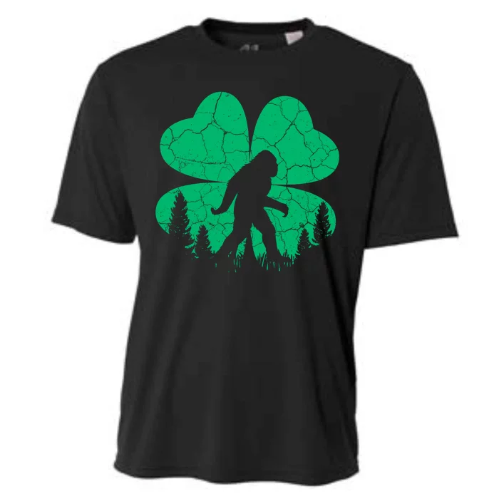 St Patricks Day Bigfoot Sasquatch Irish Clover Cooling Performance Crew T-Shirt