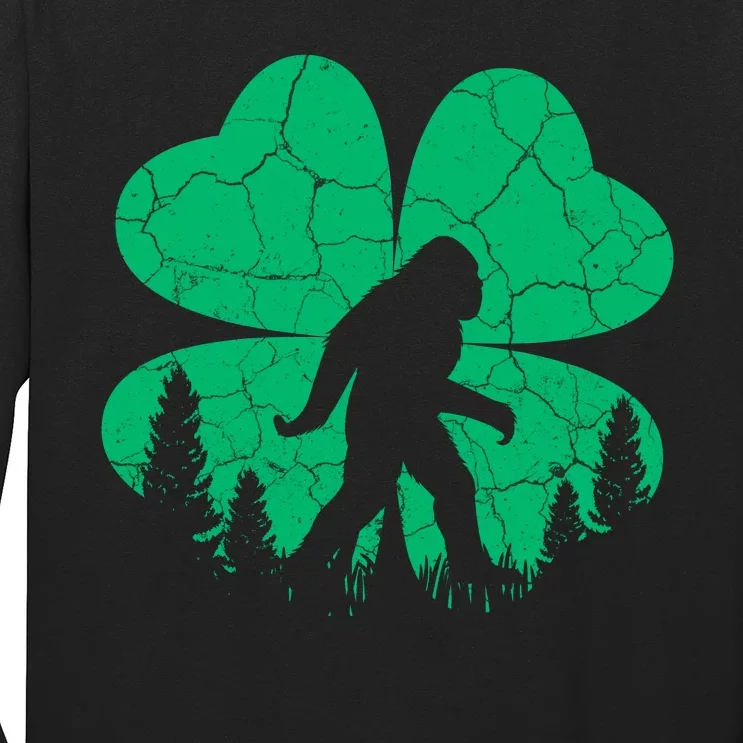 St Patricks Day Bigfoot Sasquatch Irish Clover Long Sleeve Shirt