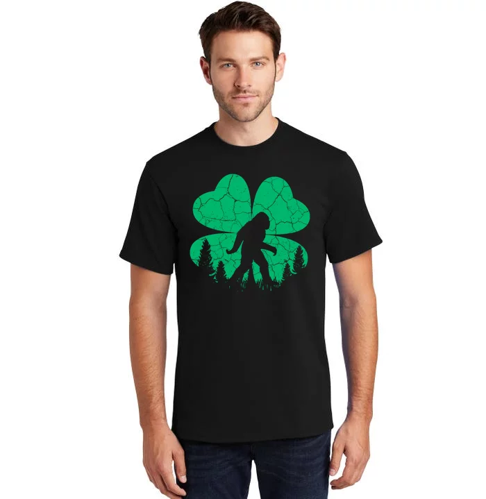 St Patricks Day Bigfoot Sasquatch Irish Clover Tall T-Shirt