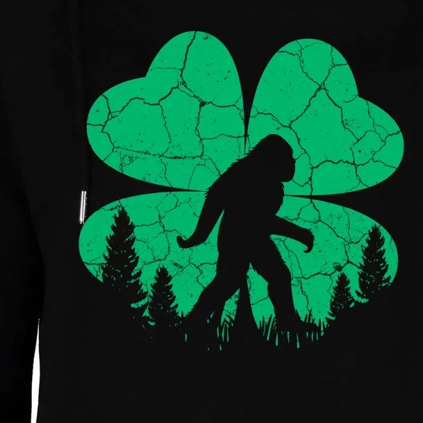 St Patricks Day Bigfoot Sasquatch Irish Clover Womens Funnel Neck Pullover Hood