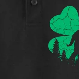 St Patricks Day Bigfoot Sasquatch Irish Clover Dry Zone Grid Performance Polo