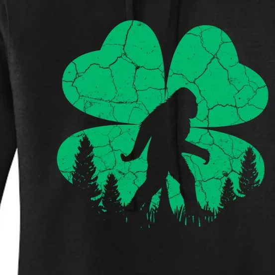 St Patricks Day Bigfoot Sasquatch Irish Clover Women's Pullover Hoodie