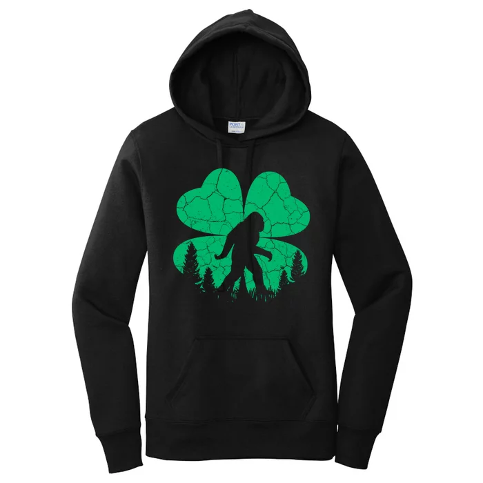 St Patricks Day Bigfoot Sasquatch Irish Clover Women's Pullover Hoodie