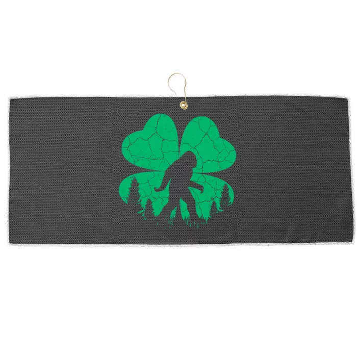 St Patricks Day Bigfoot Sasquatch Irish Clover Large Microfiber Waffle Golf Towel