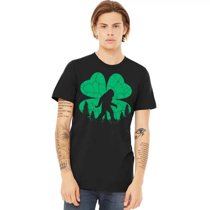 St Patricks Day Bigfoot Sasquatch Irish Clover Premium T-Shirt