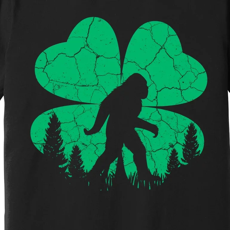 St Patricks Day Bigfoot Sasquatch Irish Clover Premium T-Shirt