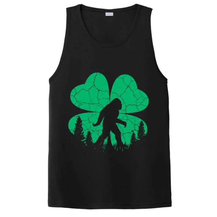 St Patricks Day Bigfoot Sasquatch Irish Clover Performance Tank