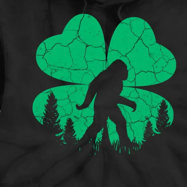 St Patricks Day Bigfoot Sasquatch Irish Clover Tie Dye Hoodie