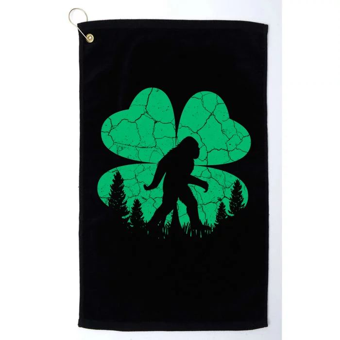 St Patricks Day Bigfoot Sasquatch Irish Clover Platinum Collection Golf Towel