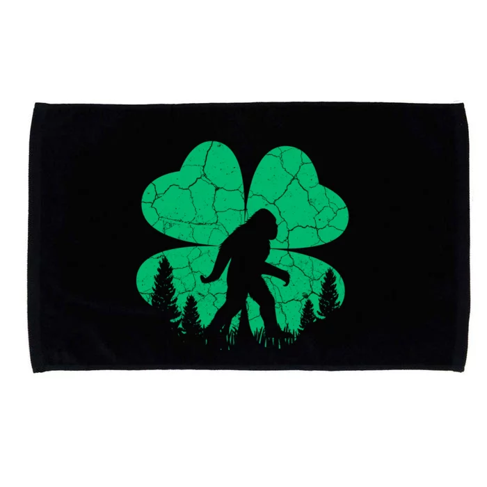 St Patricks Day Bigfoot Sasquatch Irish Clover Microfiber Hand Towel