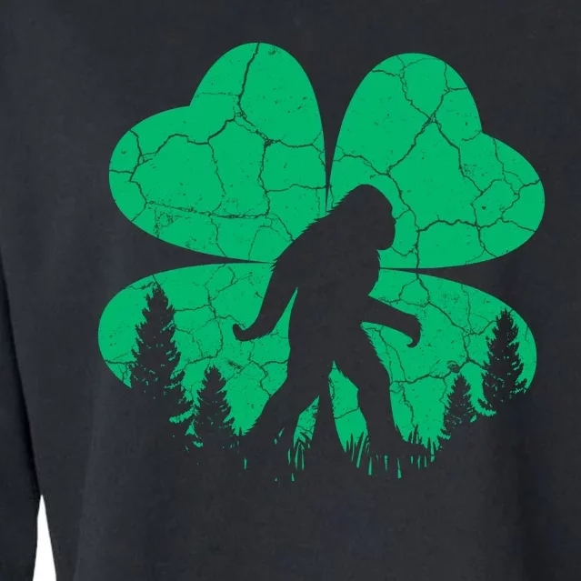 St Patricks Day Bigfoot Sasquatch Irish Clover Cropped Pullover Crew