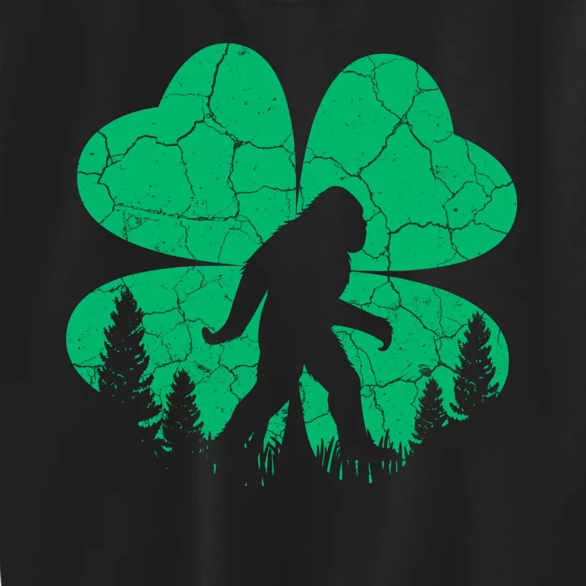 St Patricks Day Bigfoot Sasquatch Irish Clover Kids Sweatshirt