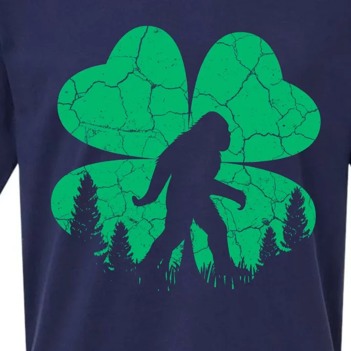 St Patricks Day Bigfoot Sasquatch Irish Clover Sueded Cloud Jersey T-Shirt