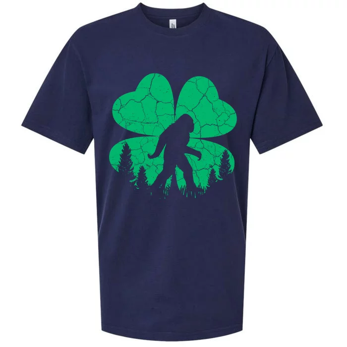 St Patricks Day Bigfoot Sasquatch Irish Clover Sueded Cloud Jersey T-Shirt