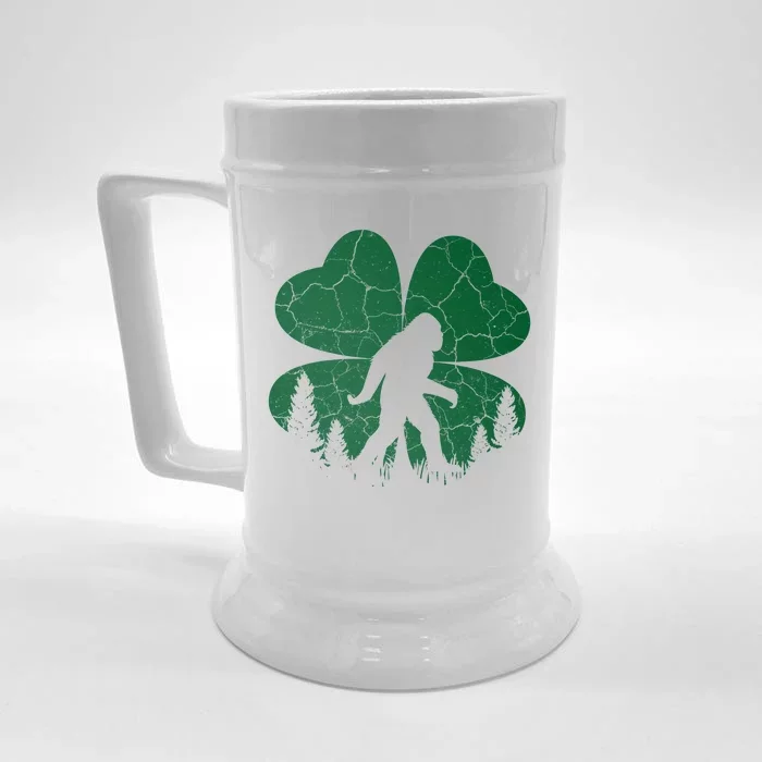 St Patricks Day Bigfoot Sasquatch Irish Clover Front & Back Beer Stein