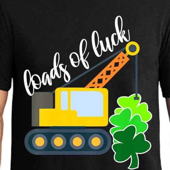 Saint Patricks Day Truck Funny Loads Of Luck Shamrock Gift Pajama Set