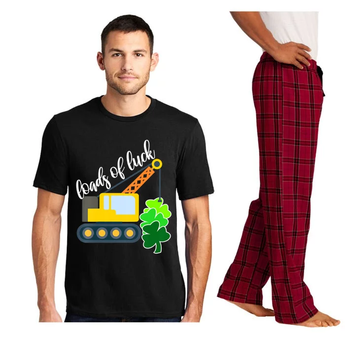 Saint Patricks Day Truck Funny Loads Of Luck Shamrock Gift Pajama Set