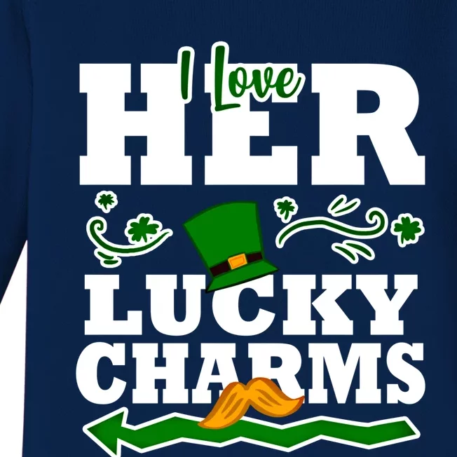 St Patricks Day Couples Love Her Lucky Funny Husband Gift Baby Long Sleeve Bodysuit