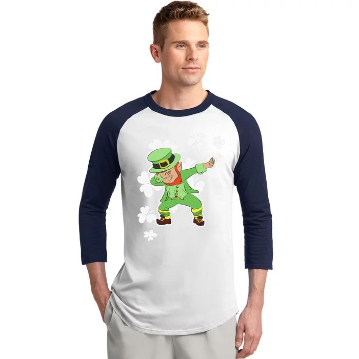 Saint Patrick's Day Dabbing Leprechaun Funny Green Baseball Sleeve Shirt