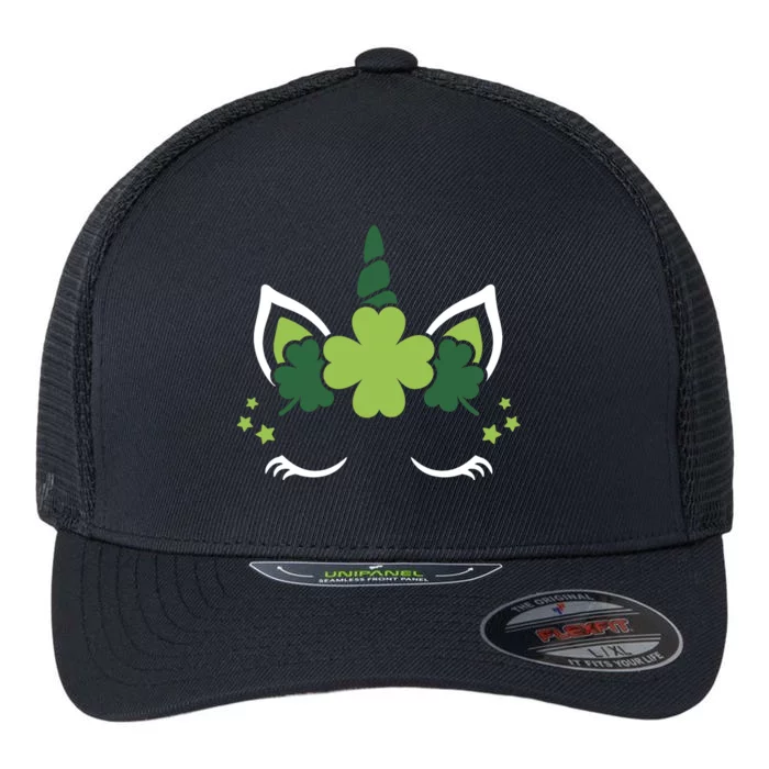 St Patrick's Day Clover Lucky Unicorn Flexfit Unipanel Trucker Cap