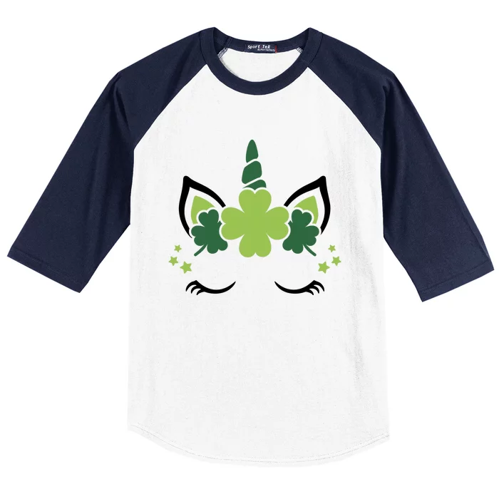 St Patrick's Day Clover Lucky Unicorn Baseball Sleeve Shirt